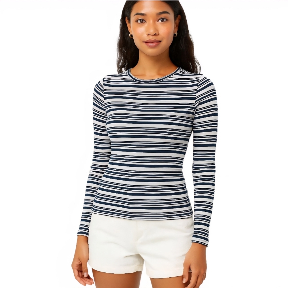 Prince Black and White Striped Long Sleeve Tee. Size XS.